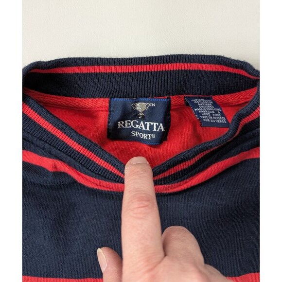Vintage Regatta Sports Clipper Men's Striped T-Shirt With Embroidered Badge Sz L - Picture 2 of 8